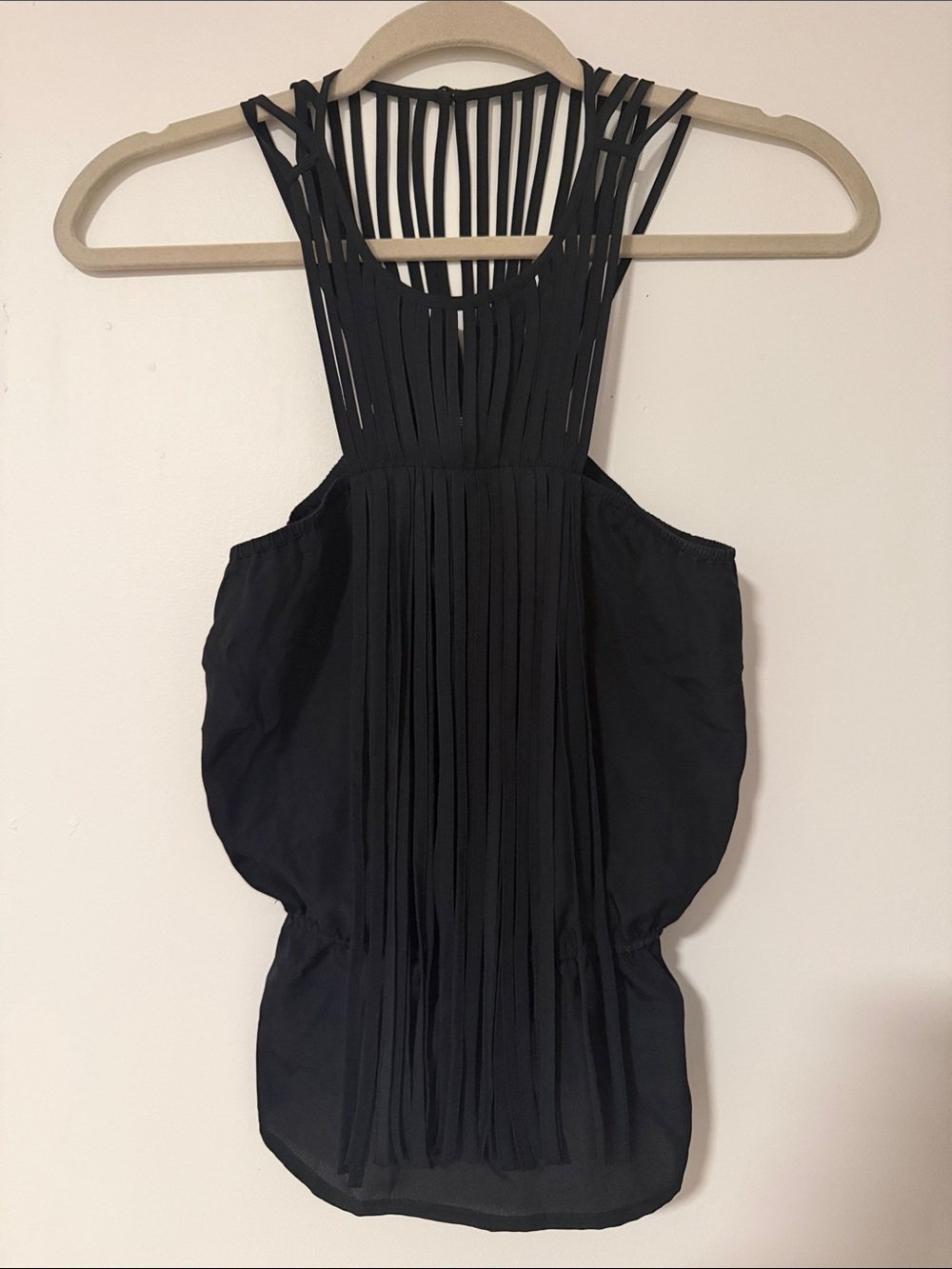 bebe Black Asymmetrical Strappy-Back top
